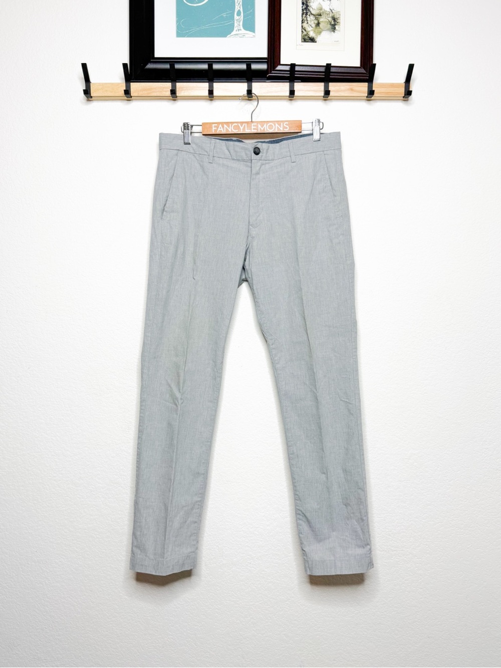 GAP Men’s Slim Fit Pants Gray Flat Front Casual Dress Chino Trousers Size 33x30